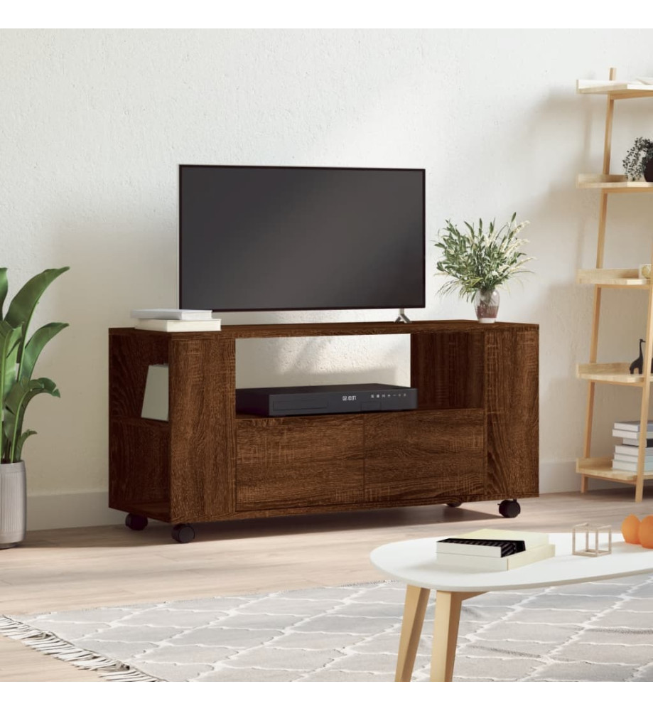 Meuble TV chêne marron 102x34,5x43 cm bois d'ingénierie