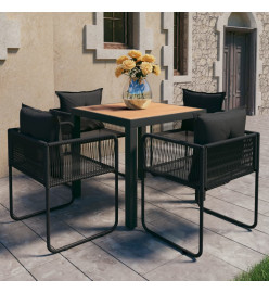 Salon de jardin 5 pcs PVC Résine tressée Noir et marron