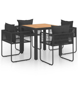 Salon de jardin 5 pcs PVC Résine tressée Noir et marron