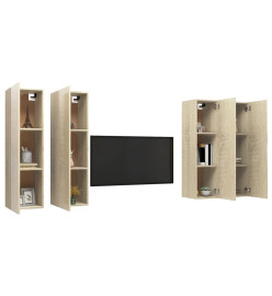 Meubles TV 4 pcs Chêne sonoma 30,5x30x110 cm Aggloméré