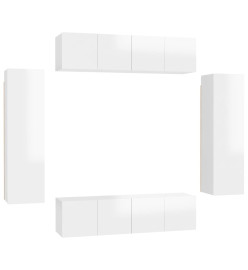 Ensemble de meubles TV 6 pcs Blanc brillant Aggloméré