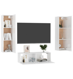 Ensemble de meubles TV 3 pcs Blanc brillant Aggloméré