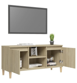 Meuble TV avec pieds en bois massif Chêne sonoma 103,5x35x50 cm