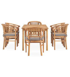 Ensemble à dîner de jardin 7 pcs avec coussins Teck solide
