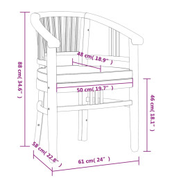 Ensemble à dîner de jardin 3 pcs Bois de teck massif
