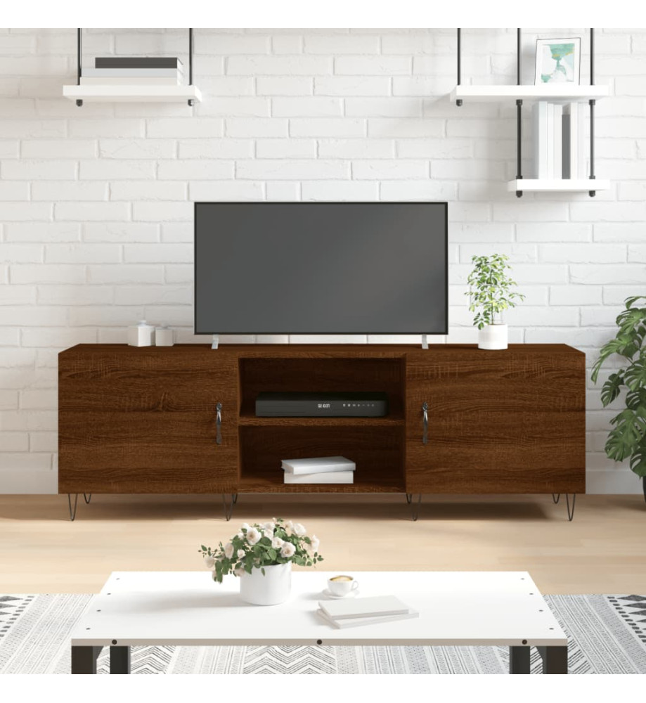 Meuble TV chêne marron 150x30x50 cm bois d'ingénierie