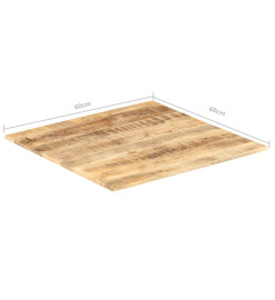 Dessus de table Bois de manguier solide 15-16 mm 60x60 cm