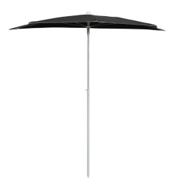 Demi-parasol de jardin avec mât 180x90 cm Noir