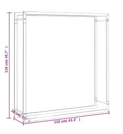 Portant de bois de chauffage Noir mat 110x28x116 cm Acier