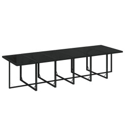 Ensemble à dîner de jardin coussins 13 pcs Résine tressée Noir