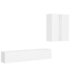 Ensemble de meubles TV 4 pcs Blanc Aggloméré