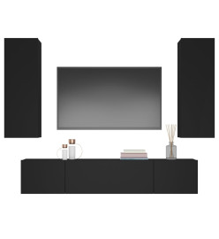 Ensemble de meubles TV 4 pcs Noir Bois d'ingénierie