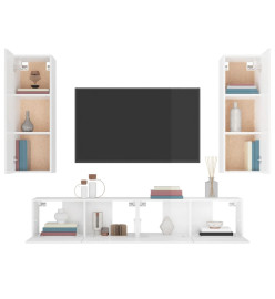 Ensemble de meubles TV 4 pcs Blanc brillant Bois d'ingénierie