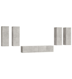 Ensemble de meubles TV 6 pcs Gris béton Bois d'ingénierie