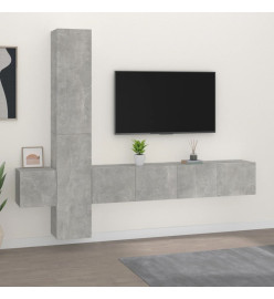 Ensemble de meubles TV 5 pcs Gris béton Bois d'ingénierie