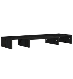 Support de moniteur Noir 80x24x10,5 cm Bois de pin solide