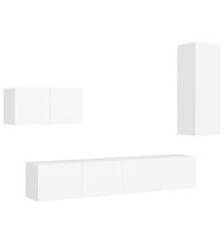 Ensemble de meuble TV 4 pcs Blanc Aggloméré