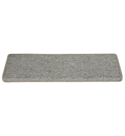 Tapis d'escalier 15 pcs 65x21x4 cm Blanc et gris