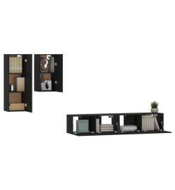 Ensemble de meubles TV 4 pcs Noir Bois d'ingénierie