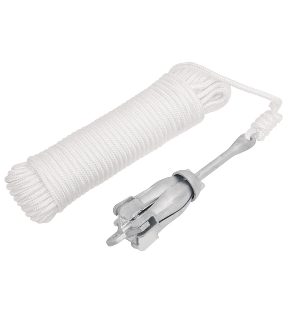 Ancre pliable avec corde argenté 1,5 kg fer malléable