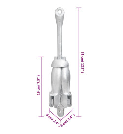 Ancre pliable avec corde argenté 1,5 kg fer malléable