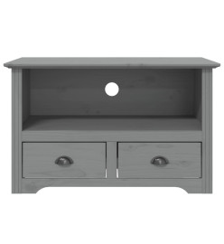 Meuble TV avec 2 tiroirs BODO gris 91x43x56cm bois massif pin