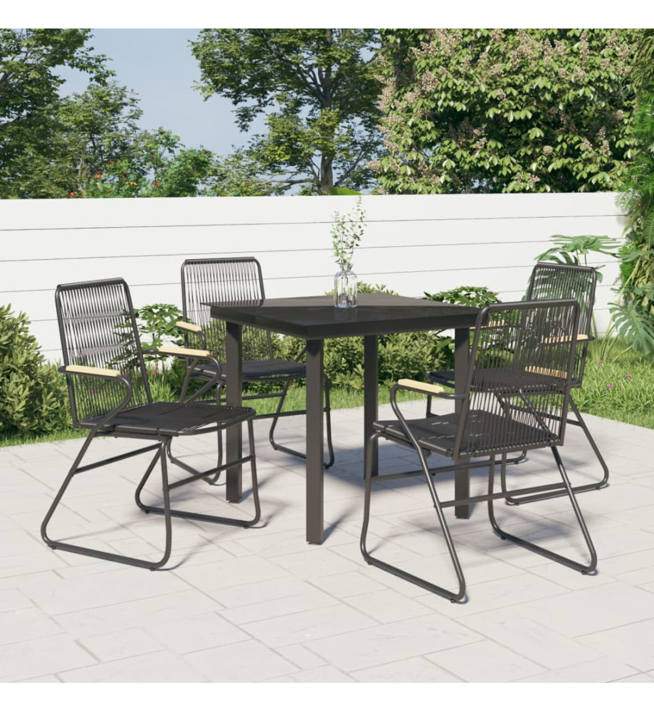 Mobilier à dîner de jardin 5 pcs Noir Rotin PVC