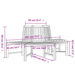 Bancs circulaires 2 pcs demi-rond Ø201 cm bois massif de teck
