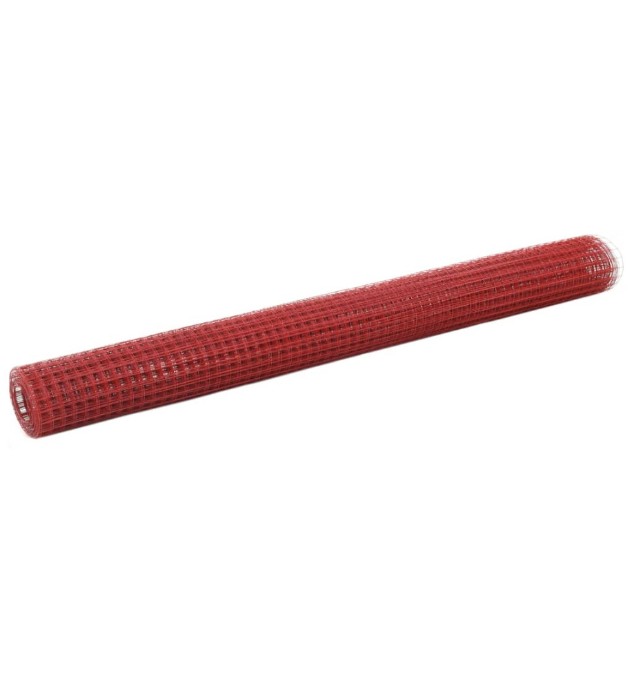 Grillage Acier avec revêtement en PVC 10x1,5 m Rouge