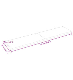 Étagère murale 220x50x4 cm bois de chêne massif non traité
