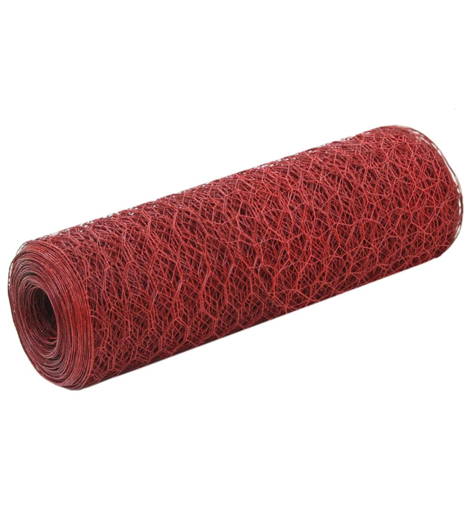 Grillage Acier avec revêtement en PVC 25x0,5 m Rouge