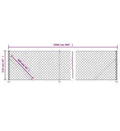 Clôture en mailles de chaîne avec bride argenté 1,1x25 m