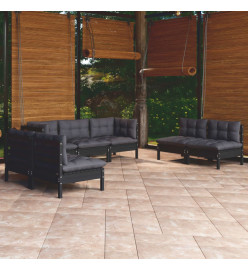 Salon de jardin 7 pcs avec coussins Bois de pin massif