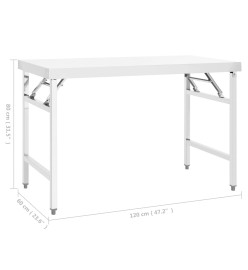 Table de travail pliable de cuisine 120x60x80 cm Inox