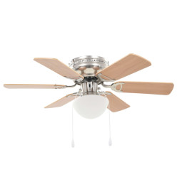 Ventilateur de plafond orné avec lumière 82 cm Marron clair