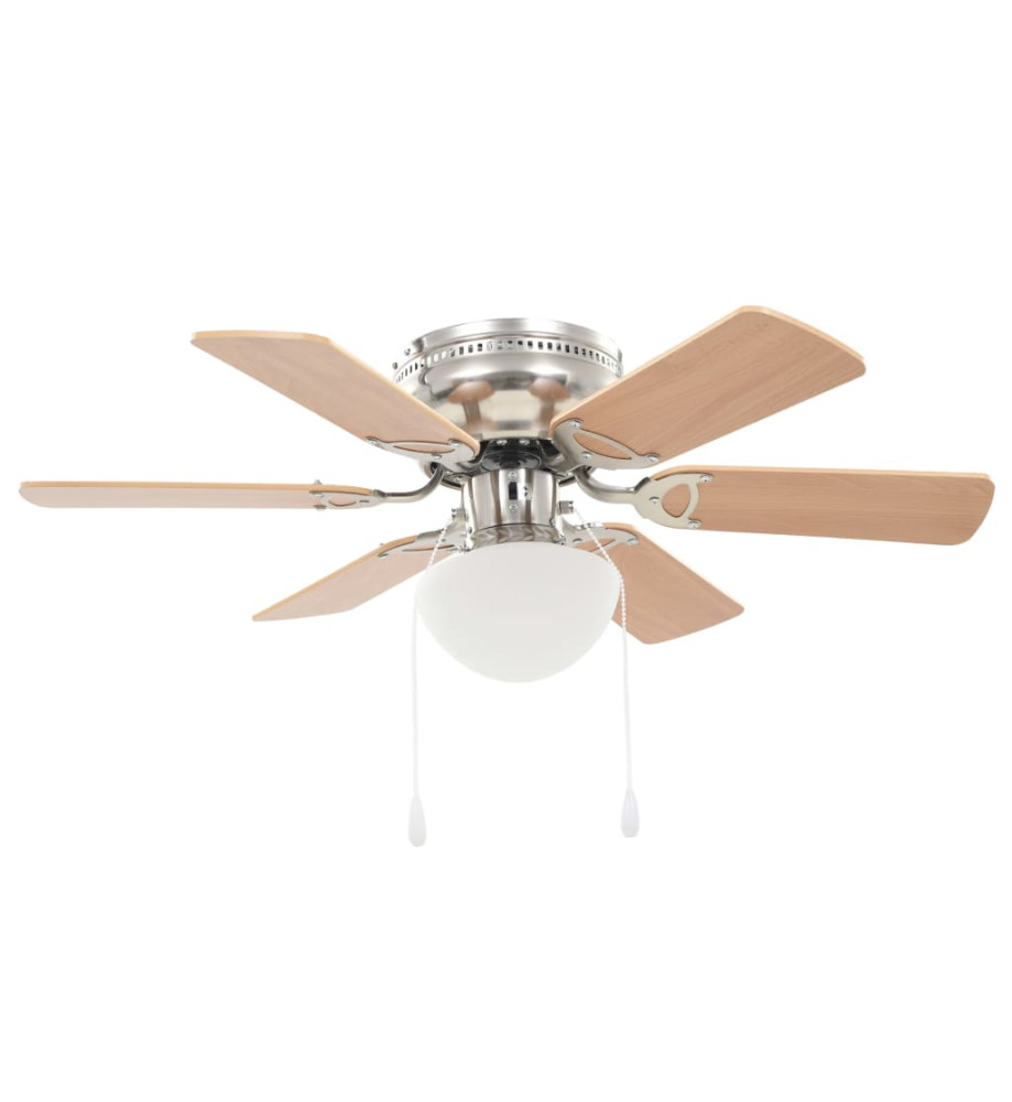 Ventilateur de plafond orné avec lumière 82 cm Marron clair