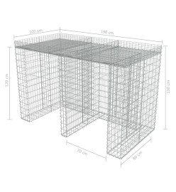 Mur en gabion pour poubelle Acier galvanisé 190x100x130 cm