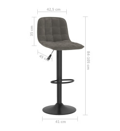 Tabourets de bar lot de 2 gris foncé velours