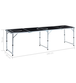 Table de bière-pong pliable 240 cm Noir