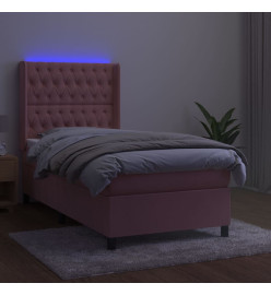 Sommier tapissier avec matelas et LED Rose 90x190 cm Velours