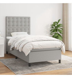 Lit à sommier tapissier et matelas Gris clair 90x190 cm Tissu