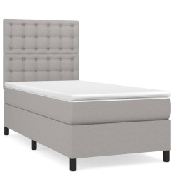 Lit à sommier tapissier et matelas Gris clair 90x190 cm Tissu