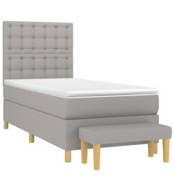 Lit à sommier tapissier et matelas Gris clair 90x190 cm Tissu