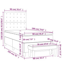 Lit à sommier tapissier et matelas Gris clair 90x190 cm Tissu