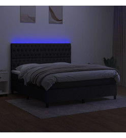 Sommier tapissier avec matelas et LED Noir 180x200 cm Tissu