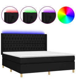 Sommier tapissier avec matelas et LED Noir 180x200 cm Tissu