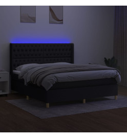 Sommier tapissier avec matelas et LED Noir 180x200 cm Tissu