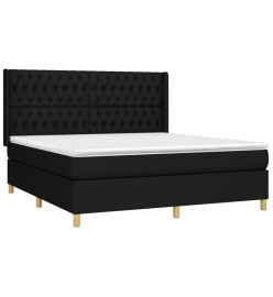 Sommier tapissier avec matelas et LED Noir 180x200 cm Tissu