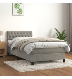 Lit à sommier tapissier et matelas Gris clair 90x200 cm Velours