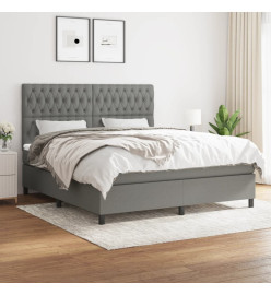 Lit à sommier tapissier avec matelas Gris foncé 180x200cm Tissu